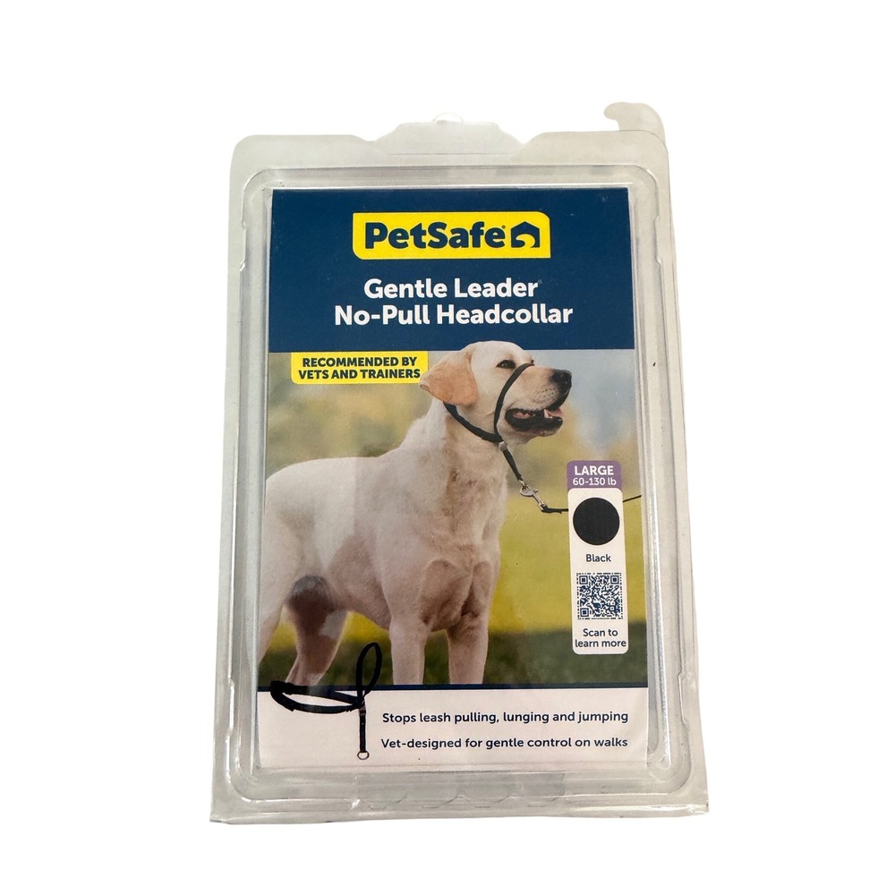 PetSafe Gentle Leader No-Pull Headcollar Black Large 60-130lb Dog Training Leash